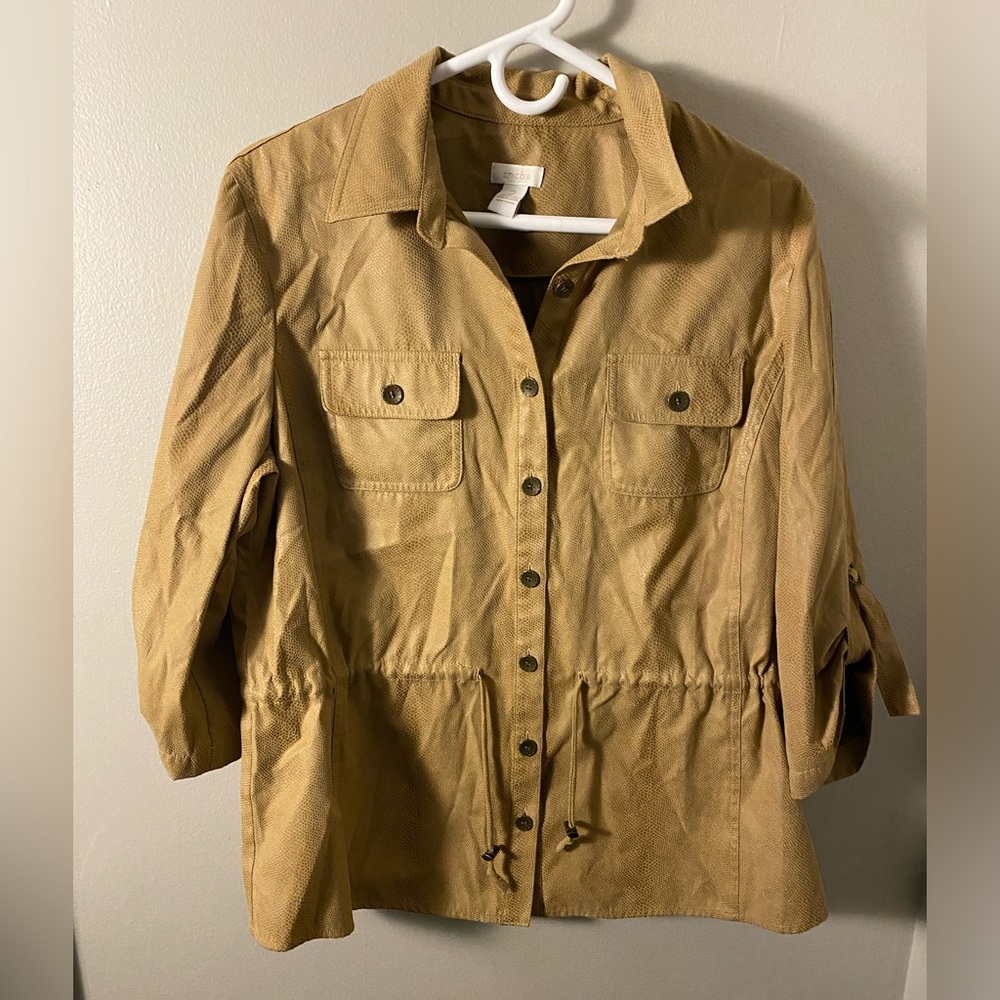 Chicos faux snakeskin tan blouse/jacket size 2